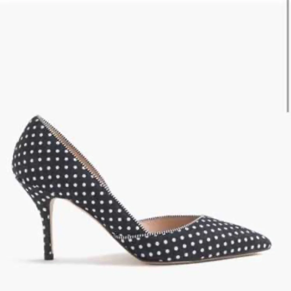 J.Crew | Colette D'Orsay Navy & White Polka Dot Heels | 7